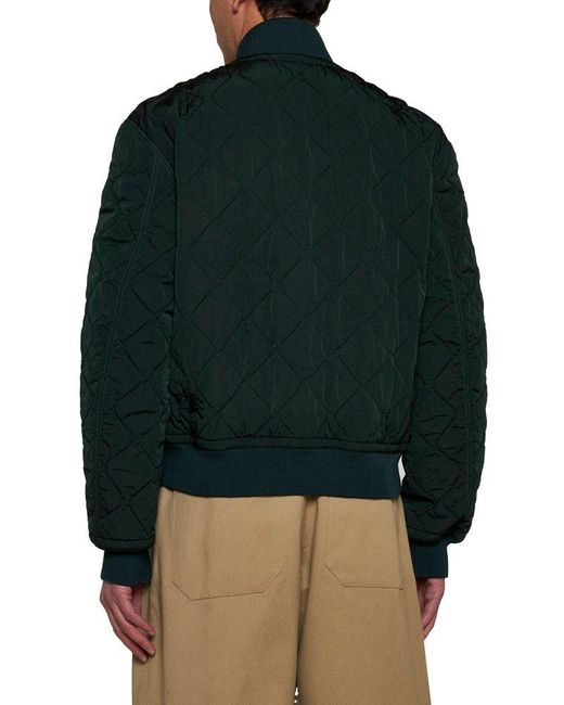 Burberry Green Long Sleeved Quilted Zip-up Bomber Jacket for men