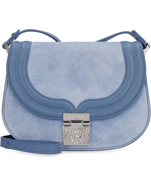 MCM Blue Trisha Foldover Top Shoulder Bag