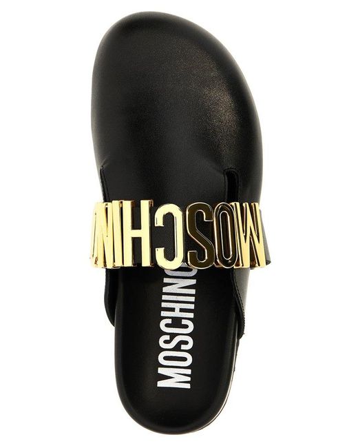 Moschino Black Logo Mules Flat Shoes