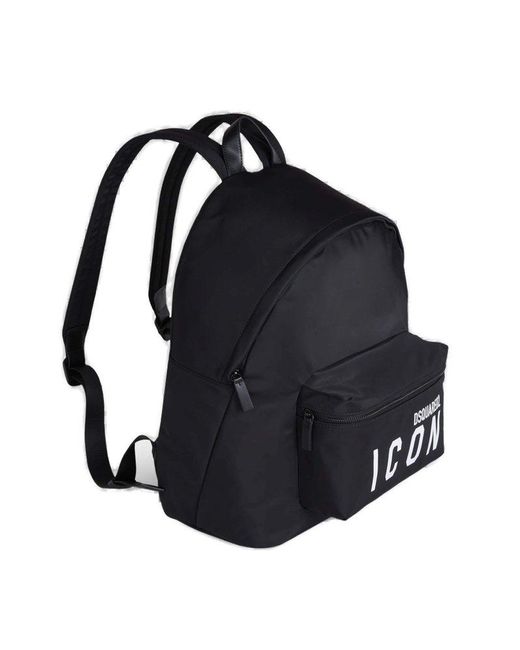 DSquared² Black Contrast Logo Backpack for men