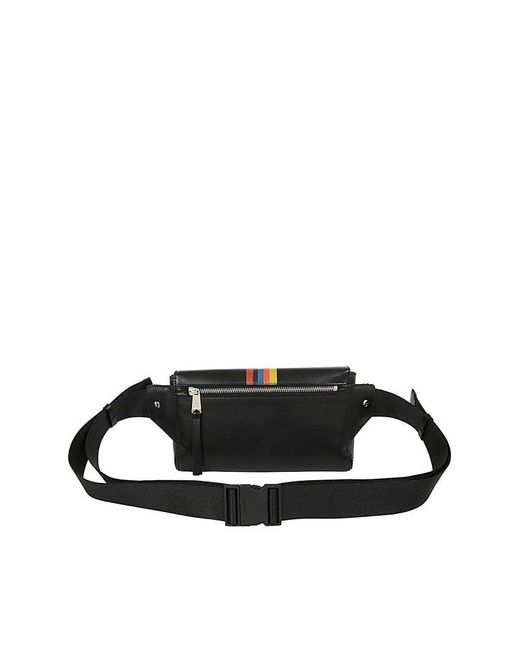 Paul Smith Stripe Detailed Foldover Belt Bag in Black for Men