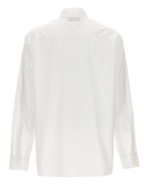 Prada White Jacquard Logo Shirt