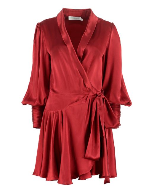 Zimmermann Red Silk Wrap-dress