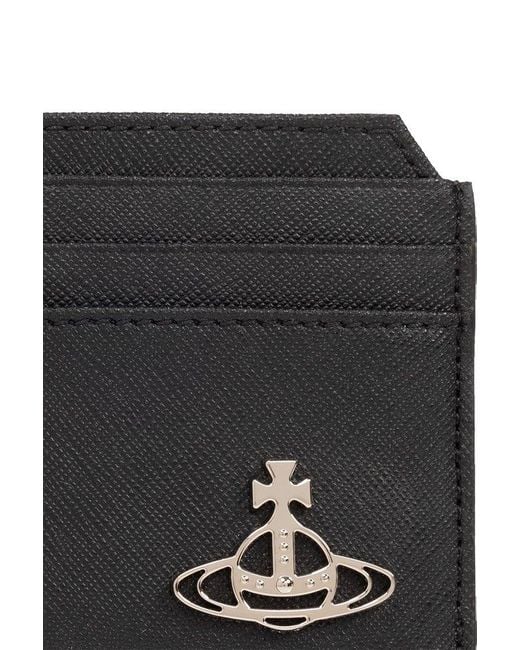Vivienne Westwood Black Orb-plaque Logo Embossed Cardholder for men