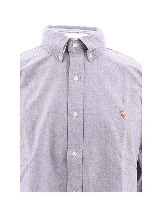 Polo Ralph Lauren Purple Logo Embroidered Shirt for men