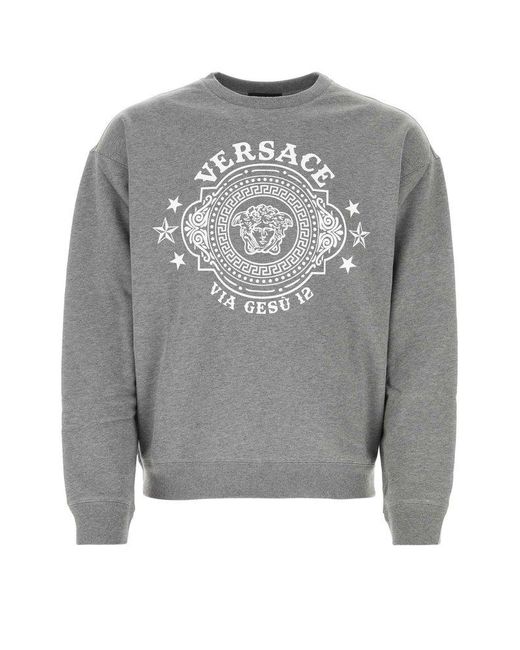 Versace Gray Grey Cotton Sweatshirt for men