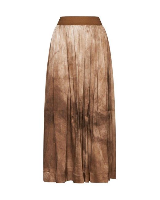 Uma Wang Brown All-over Printed Flared Hem Midi Skirt