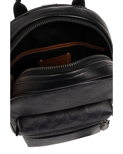 COACH Black ‘Charter’ Backpack With Logo for men