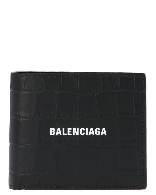 Balenciaga Black Printed Logo Wallet Wallets, Card Holders for men