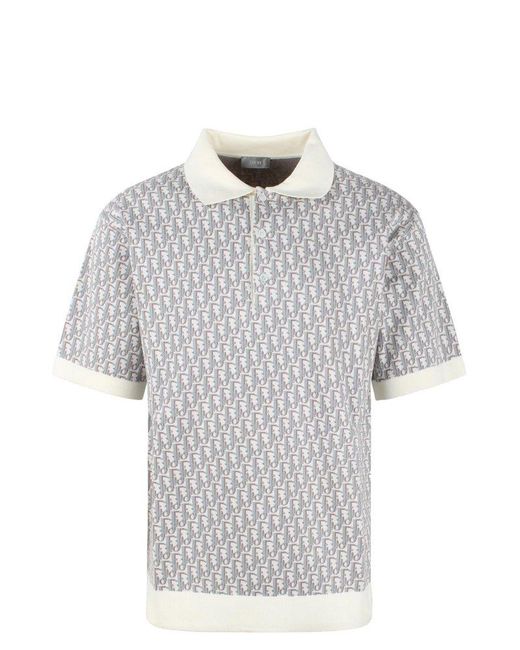 Dior Gray Monogrammed Polo Shirt for men