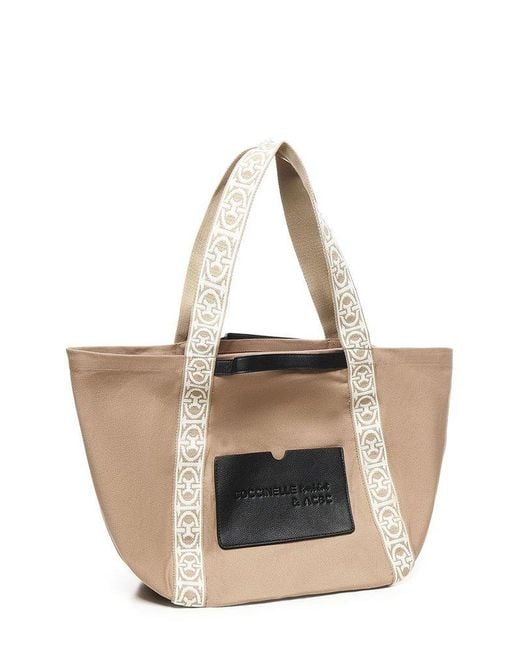 Coccinelle Natural C-Bounce Logo Patch Tote Bag
