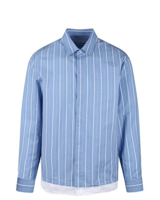 Neil Barrett Blue Loose Double Layered Striped Shirt for men