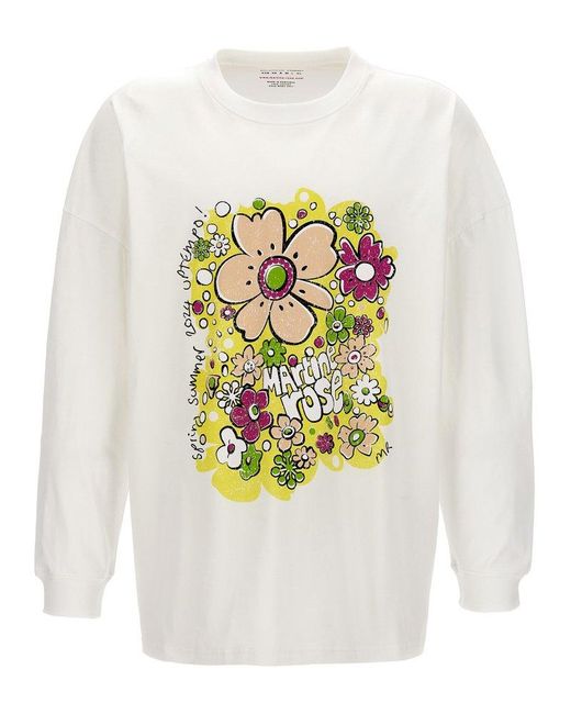 Martine Rose White Festival Flower T-shirt for men