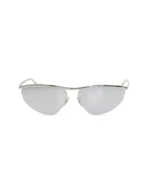 Bottega Veneta White Line Oval Panthos Sunglasses