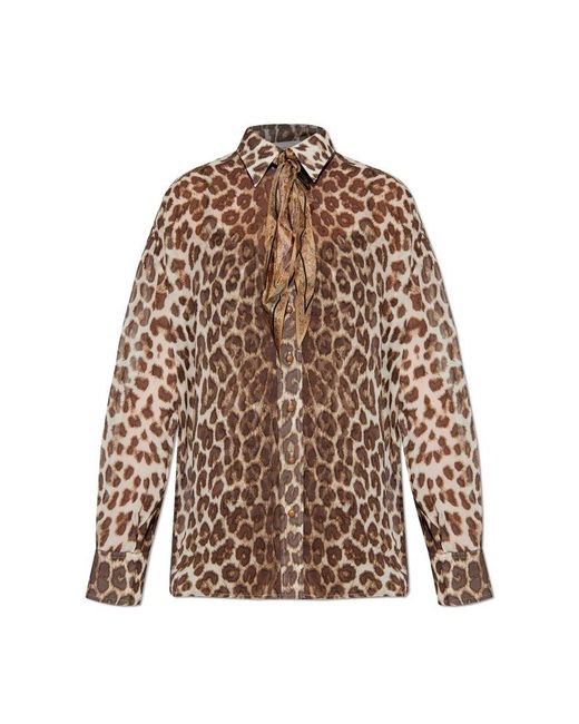 Zimmermann Brown Animal Print Shirt
