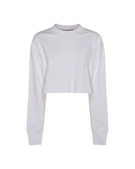 Stella McCartney White S-wave Crewneck Cropped Sweatshirt