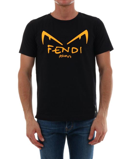 Fendi Black Diabolic Eyes Crewneck T-shirt for men