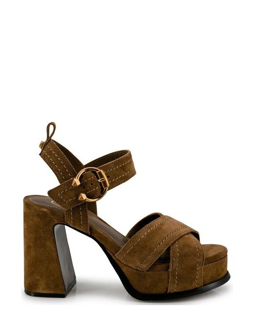 Ash Brown Melany Round-toe Sandals