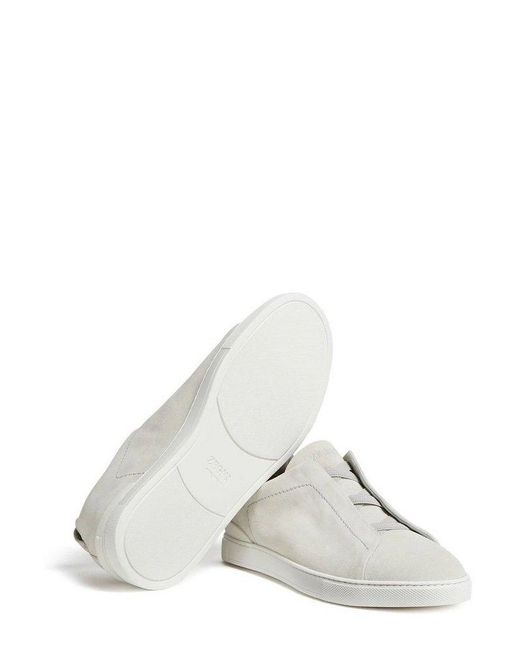 Zegna White Triple Stitch Low-top Sneakers for men