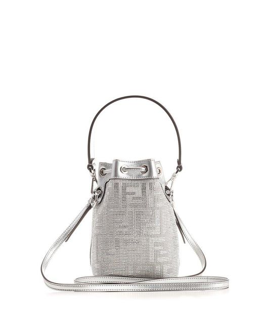 Fendi White Mon Tresor Sequin-embellished Bucket Bag