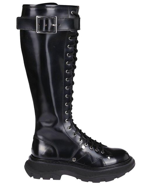 Alexander McQueen Black Tread Knee-length Boots