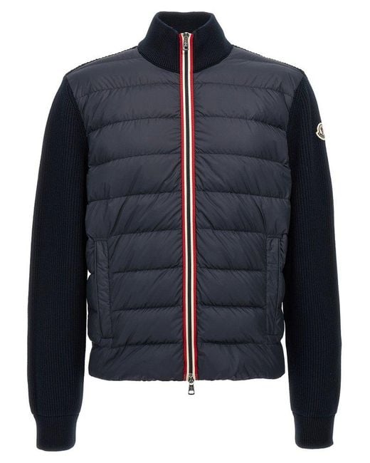 Moncler Blue Logo Patch Zip-Up Cardigan for men