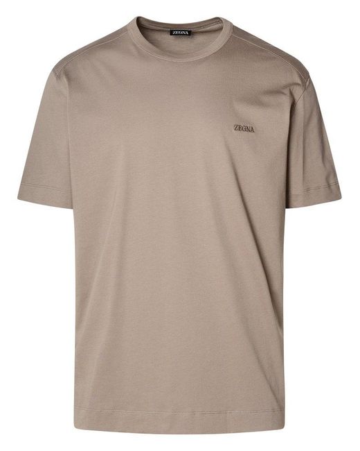 Zegna Natural Mud Cotton T-shirt for men
