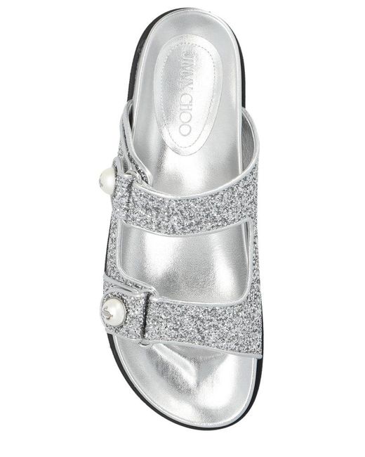 Jimmy Choo White Fayence Glitter Sandals