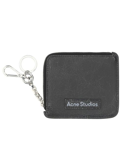 Acne Black Logo Patch Zipped Wallet