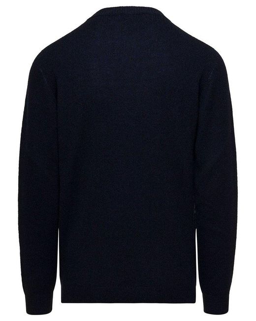 Roberto Collina Blue Long Sleeved Crewneck Sweater for men