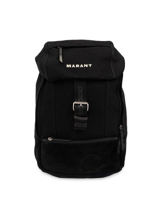 Isabel Marant Black 'troy' Backpack With Logo,