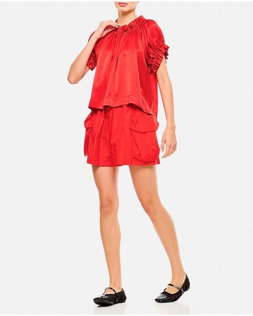 Simone Rocha Red Cargo Pocket Flare Shorts