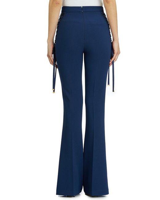 Elisabetta Franchi Blue Flared Pants With Lace