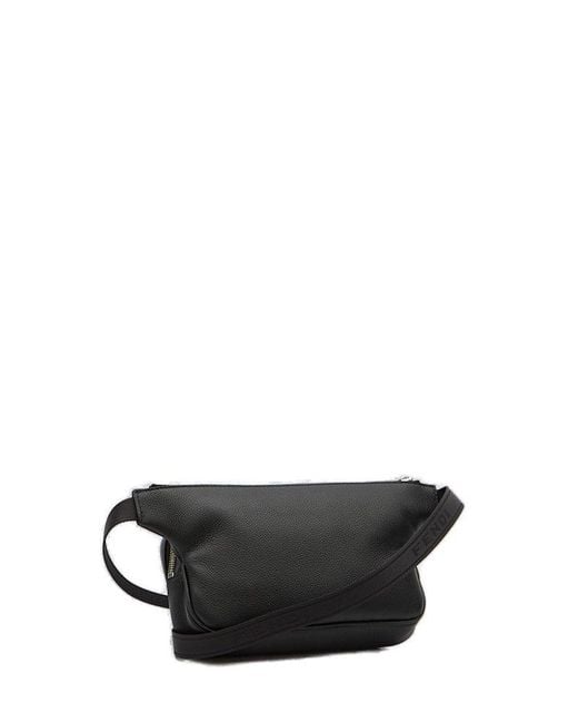 Fendi Black Logo Embossed Belt Bag for men