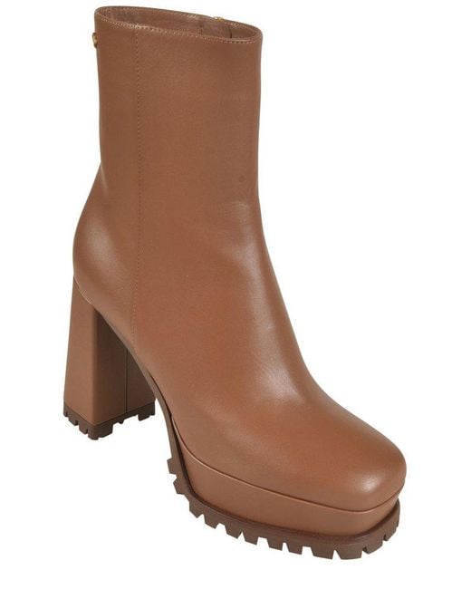 Gianvito Rossi Brown Harlem Square Toe Ankle Boots