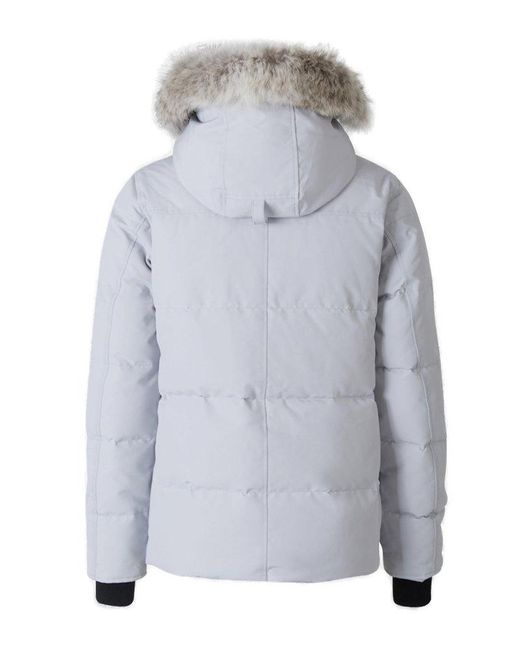 Canada Goose Logo Patch Long-sleeved Jacket in White for Men | Lyst