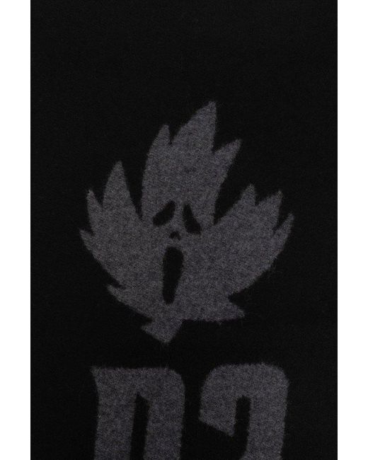 DSquared² Black Scarf With Logo, for men
