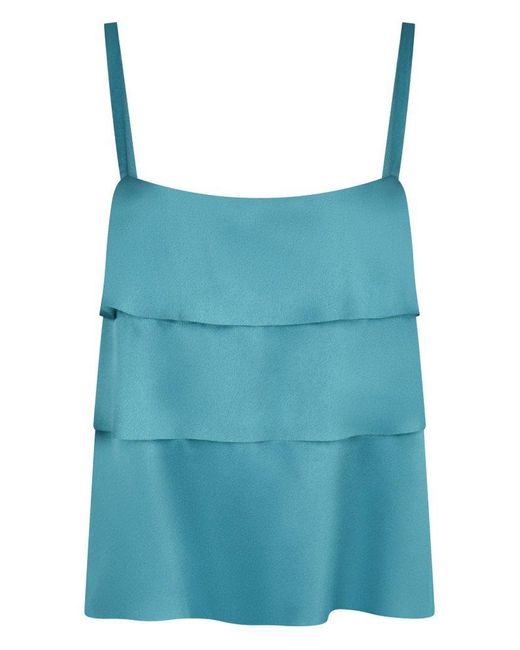 Alberta Ferretti Blue Satin Tank Top
