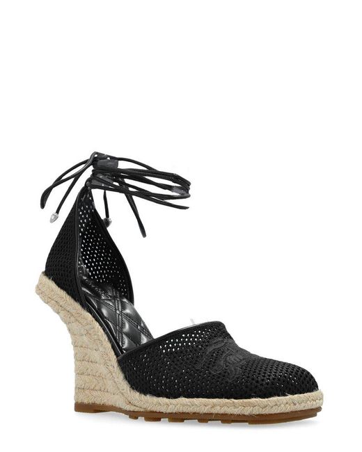 Burberry Black Plunge Wedge Logo Embroidered Espadrilles