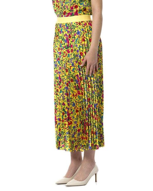 Weekend by Maxmara Yellow All-over Floral Printed Pleated Skirt