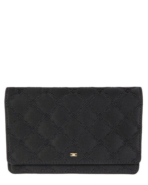 Elisabetta Franchi Black Embroidered Small Shoulder Bag