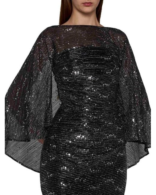 Talbot Runhof Black Sequin Cape Gown