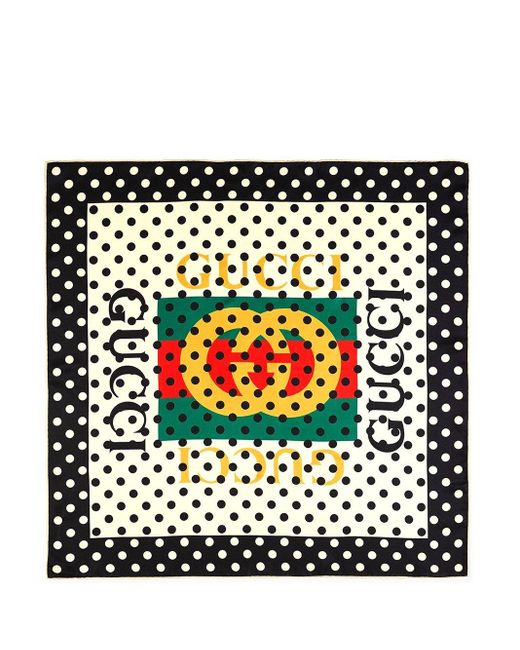 Gucci Multicolor Polka Dot Silk Scarf