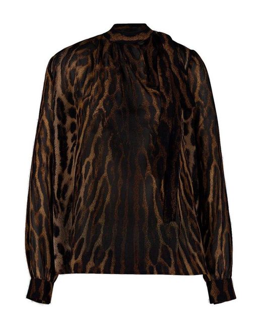 Givenchy Black Leopard Print Blouse