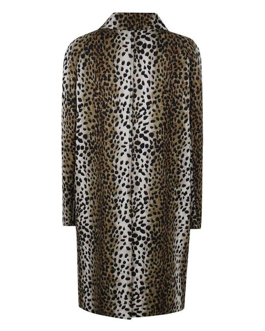 Blumarine Black Patterned Button-Up Coat