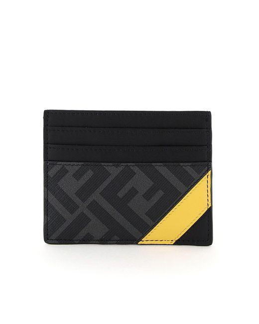 Fendi Leather Inlaid Detailed Monogram Card Holder in Black for Men Lyst