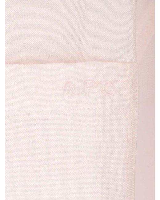A.P.C. White Long-Sleeved Straight-Hem Shirt