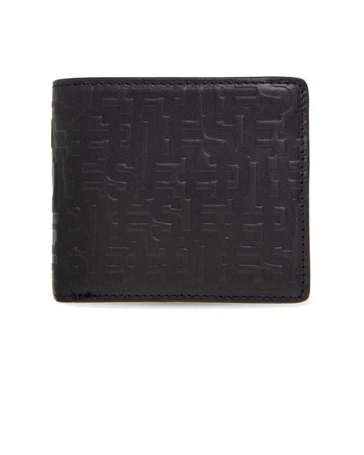 DIESEL Black Hiresh S.ii Logo-embossed Bi-fold Wallet for men