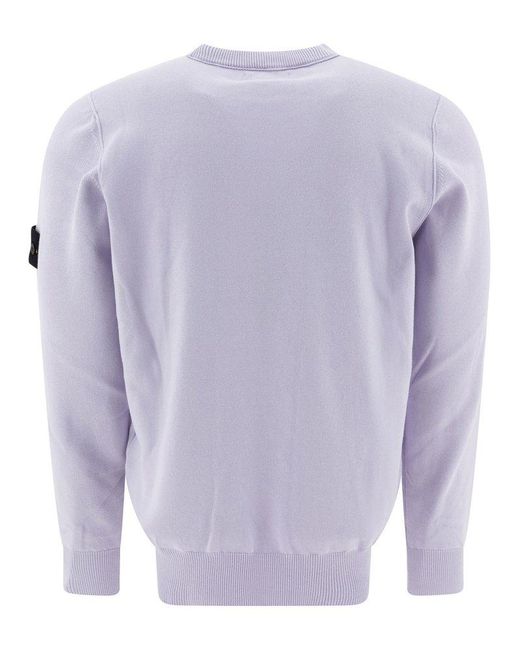 Stone Island Blue Compass Patch Crewneck Jumper for men