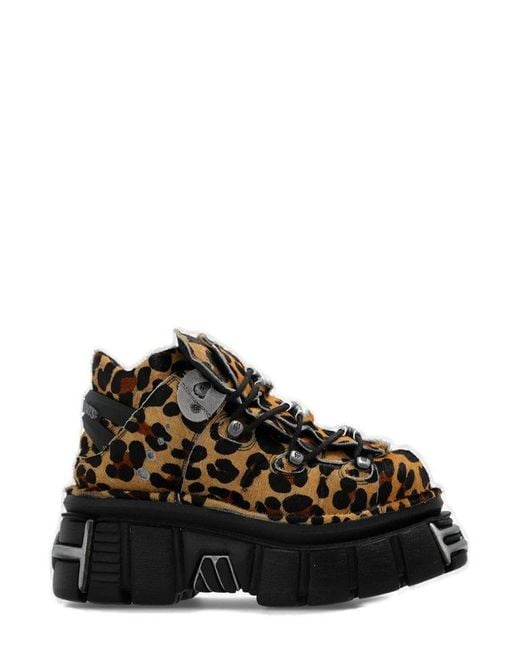 Vetements Black X New Rock Leopard Printed Platform Sneakers